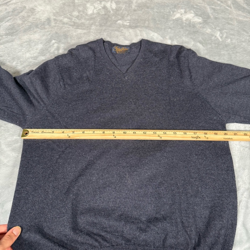 Vintage Brooks Brothers V Neck Wool Sweater Mens L (Fits M Slim) Faded Blue 90s - Picture 6 of 8